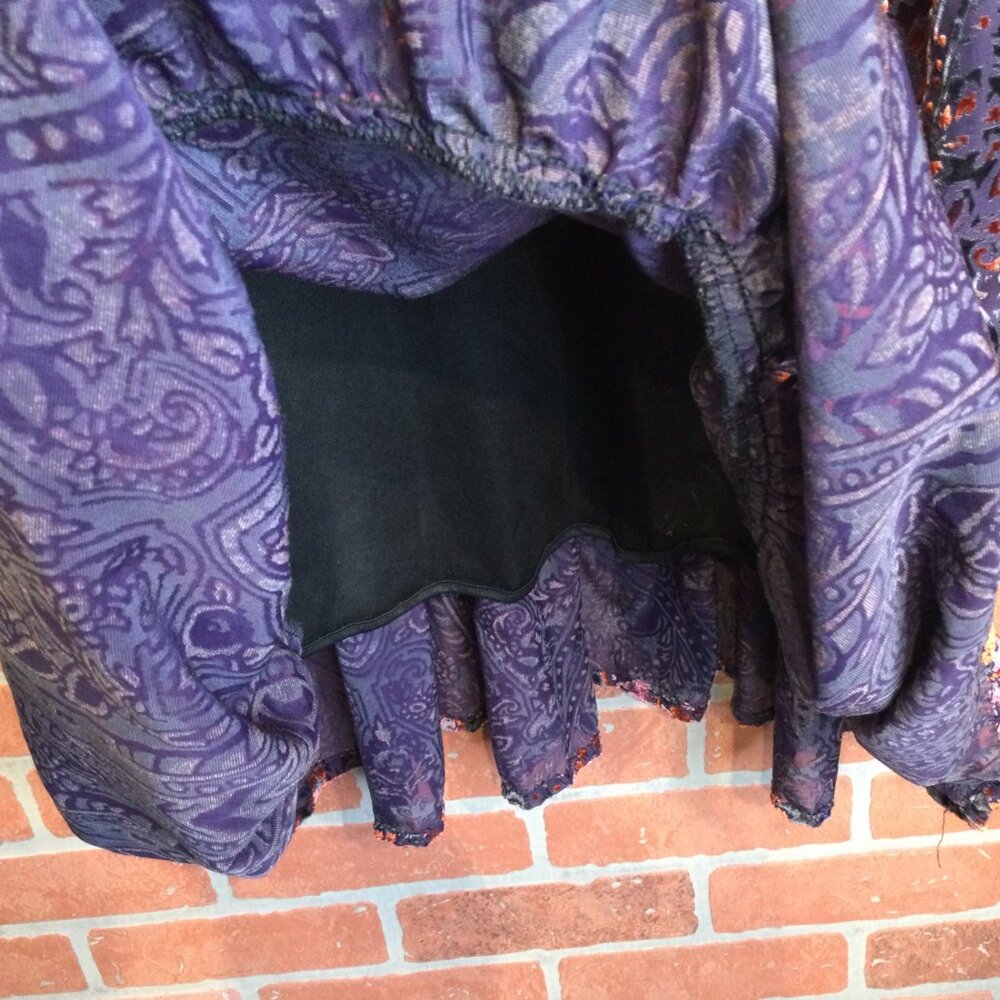 Dark Paisley Velvet Burnout Midi Dress Tahari PXL XL Petite Whimsigoth Grunge - Picture 8 of 12